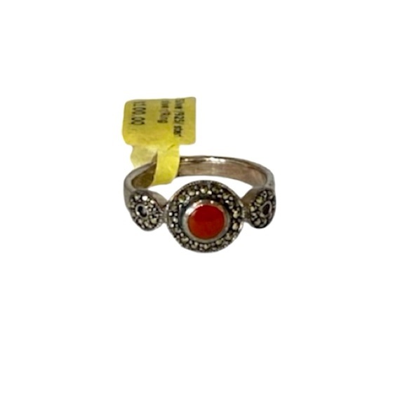 Vintage Boma 925 Sterling Silver Ring, Size 7, Red and Silver NEW - Picture 1 of 3